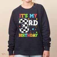 ItS My 3rd Birthday Boy 3 Two Racing Car Flag Race Car Women's Sweatshirt thumb 0