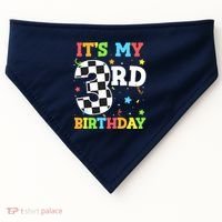 ItS My 3rd Birthday Boy 3 Two Racing Car Flag Race Car USA-Made Doggie Bandana thumb 0