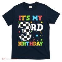 ItS My 3rd Birthday Boy 3 Two Racing Car Flag Race Car T-Shirt thumb 0