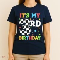 ItS My 3rd Birthday Boy 3 Two Racing Car Flag Race Car T-Shirt thumb 4