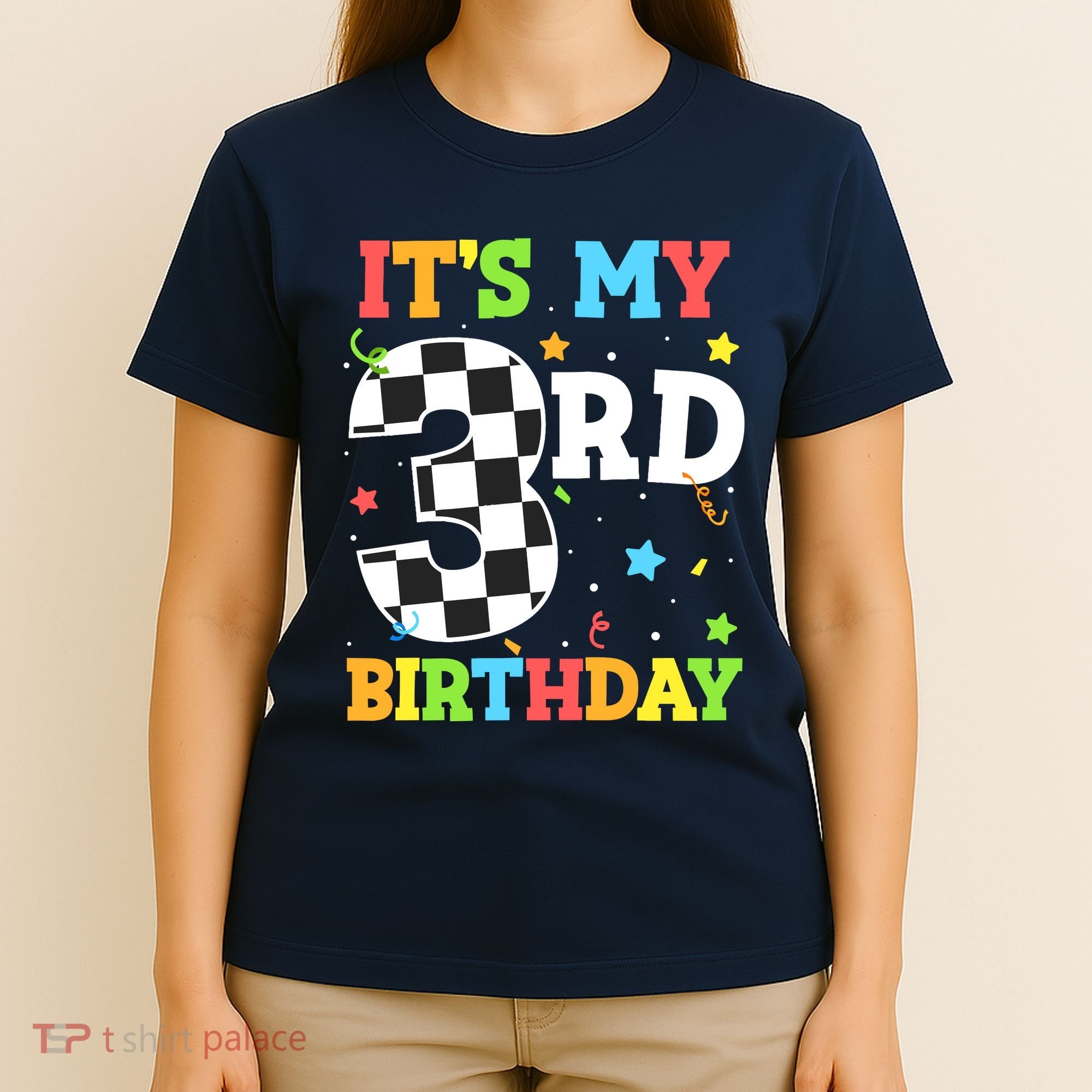 ItS My 3rd Birthday Boy 3 Two Racing Car Flag Race Car T-Shirt