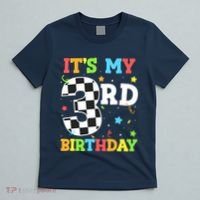 ItS My 3rd Birthday Boy 3 Two Racing Car Flag Race Car T-Shirt thumb 5