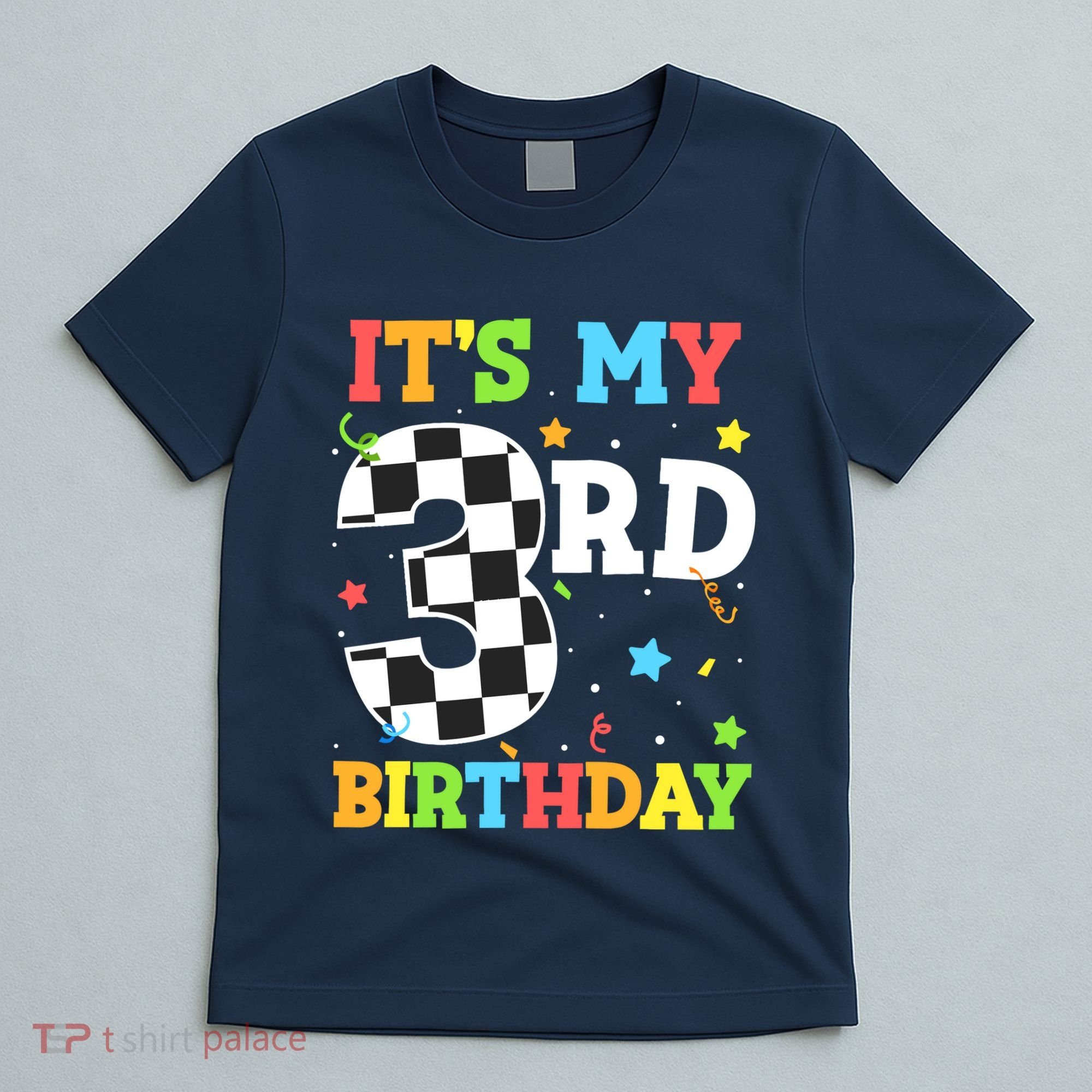 ItS My 3rd Birthday Boy 3 Two Racing Car Flag Race Car T-Shirt
