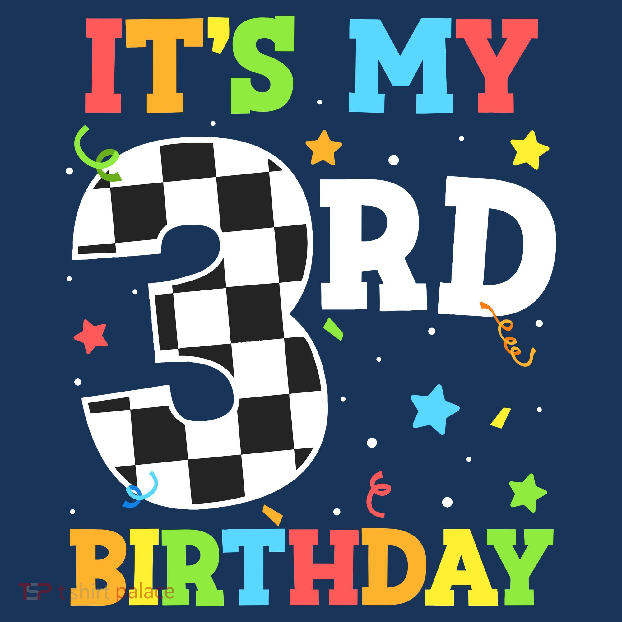ItS My 3rd Birthday Boy 3 Two Racing Car Flag Race Car T-Shirt