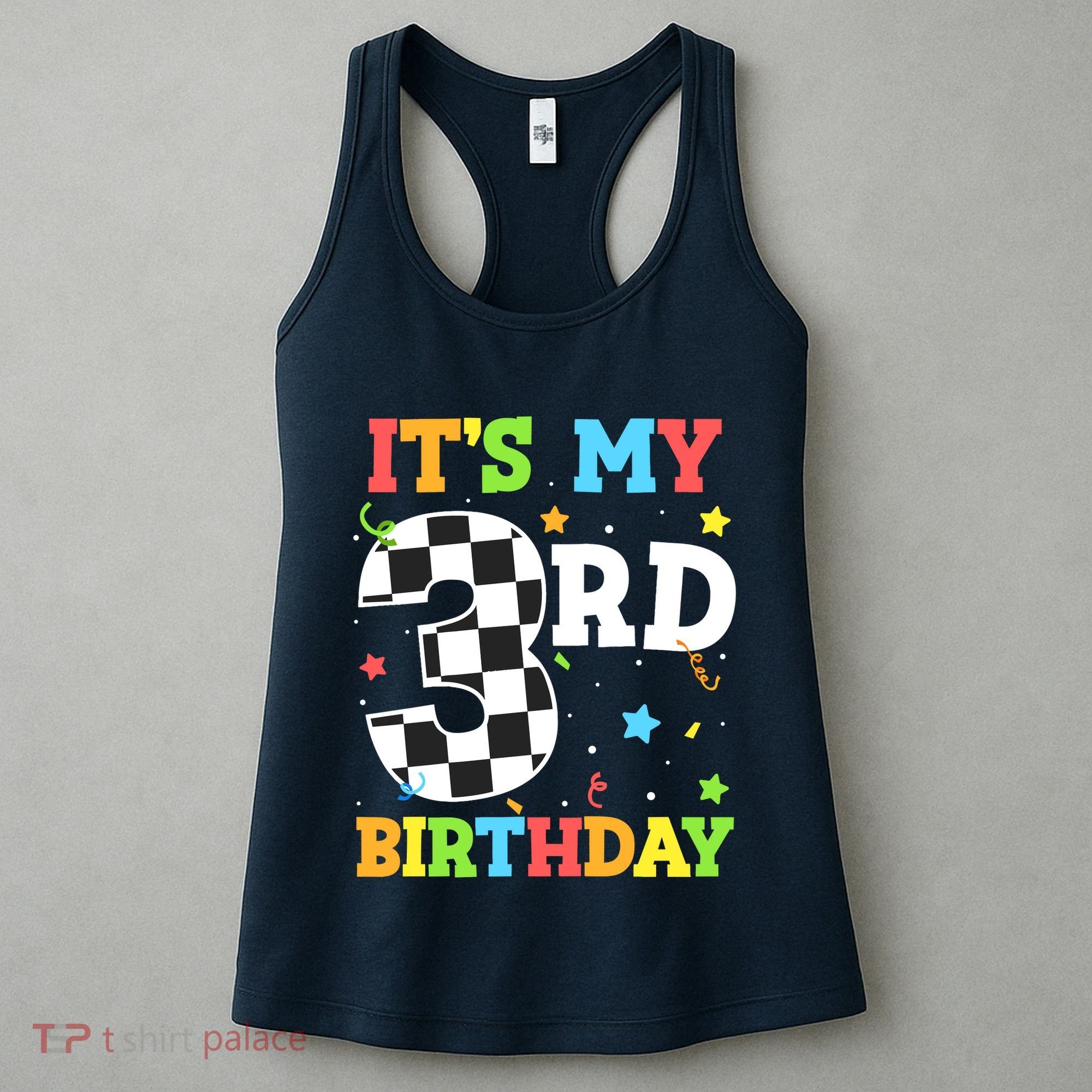 ItS My 3rd Birthday Boy 3 Two Racing Car Flag Race Car Women's Tank Top