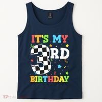 ItS My 3rd Birthday Boy 3 Two Racing Car Flag Race Car Tank Top thumb 2