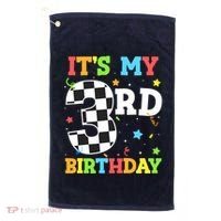ItS My 3rd Birthday Boy 3 Two Racing Car Flag Race Car Golf Towel thumb 0