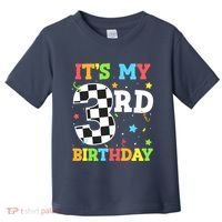 ItS My 3rd Birthday Boy 3 Two Racing Car Flag Race Car Toddler T-Shirt thumb 0