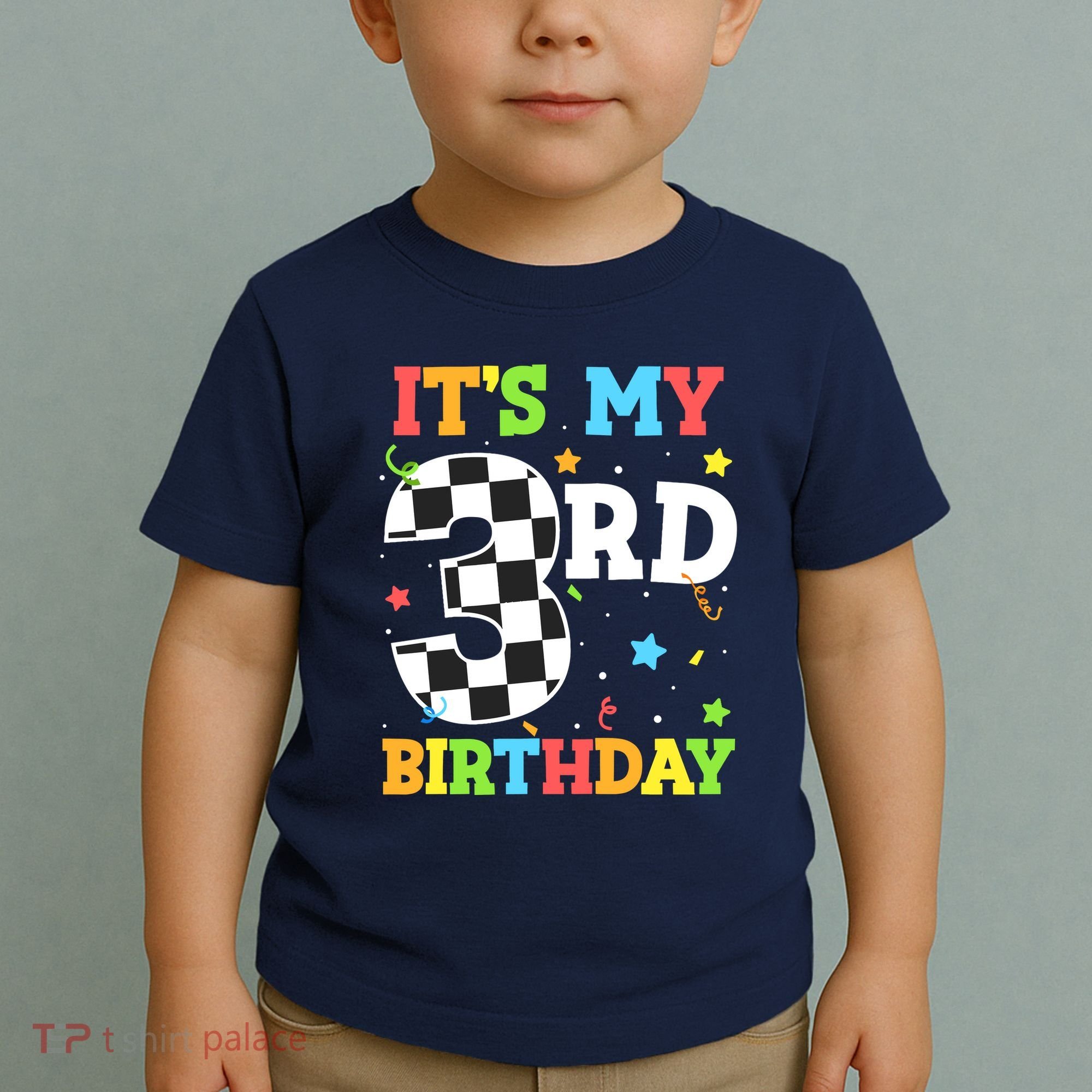 ItS My 3rd Birthday Boy 3 Two Racing Car Flag Race Car Toddler T-Shirt
