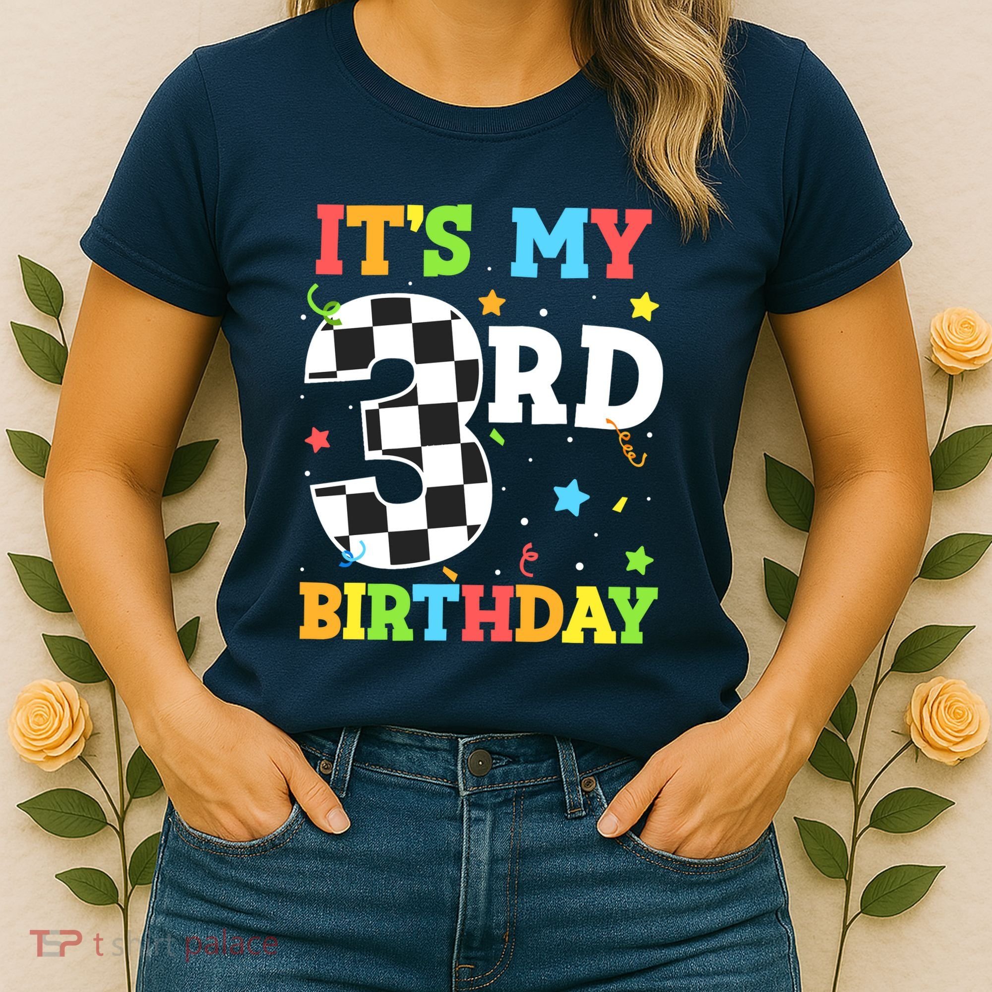 ItS My 3rd Birthday Boy 3 Two Racing Car Flag Race Car Women's T-Shirt