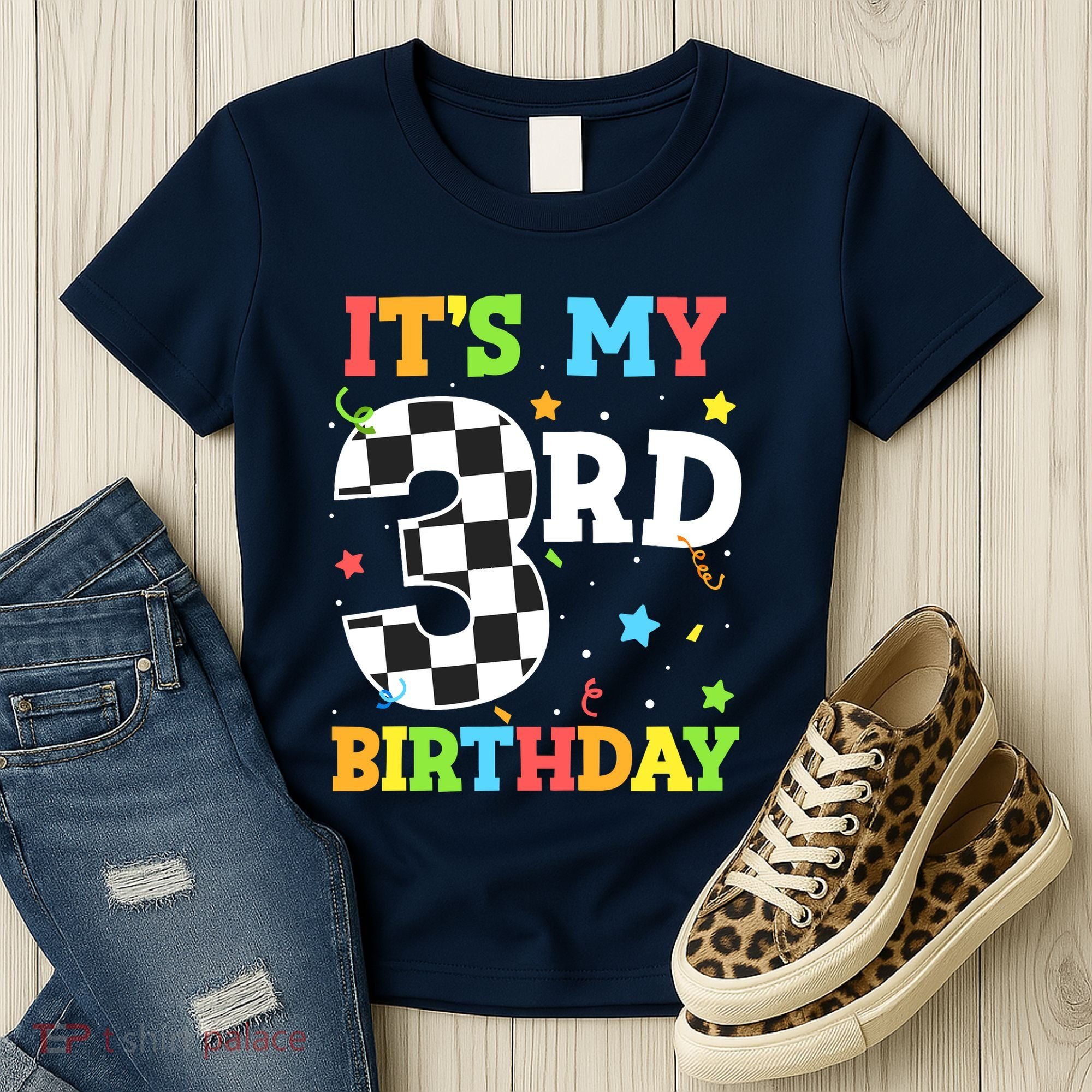 ItS My 3rd Birthday Boy 3 Two Racing Car Flag Race Car Women's T-Shirt
