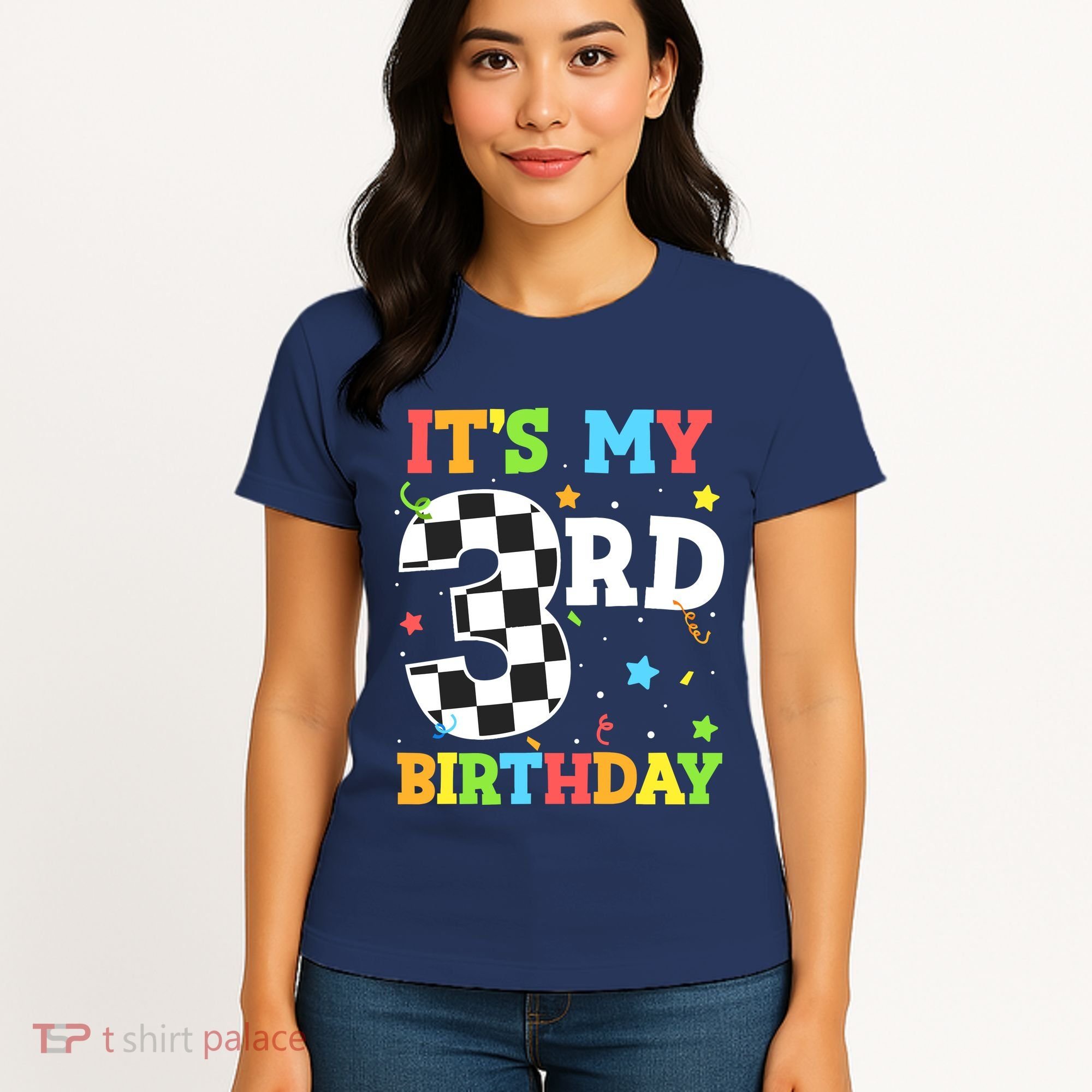 ItS My 3rd Birthday Boy 3 Two Racing Car Flag Race Car Women's T-Shirt
