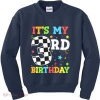ItS My 3rd Birthday Boy 3 Two Racing Car Flag Race Car Kids Sweatshirt thumb 0