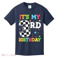 ItS My 3rd Birthday Boy 3 Two Racing Car Flag Race Car Kids T-Shirt thumb 0