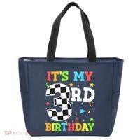 ItS My 3rd Birthday Boy 3 Two Racing Car Flag Race Car Tote Bag thumb 0