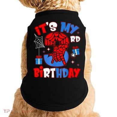It'S My 3rd Birthday Spider Theme Party Boy Birthday Present Doggie Tank