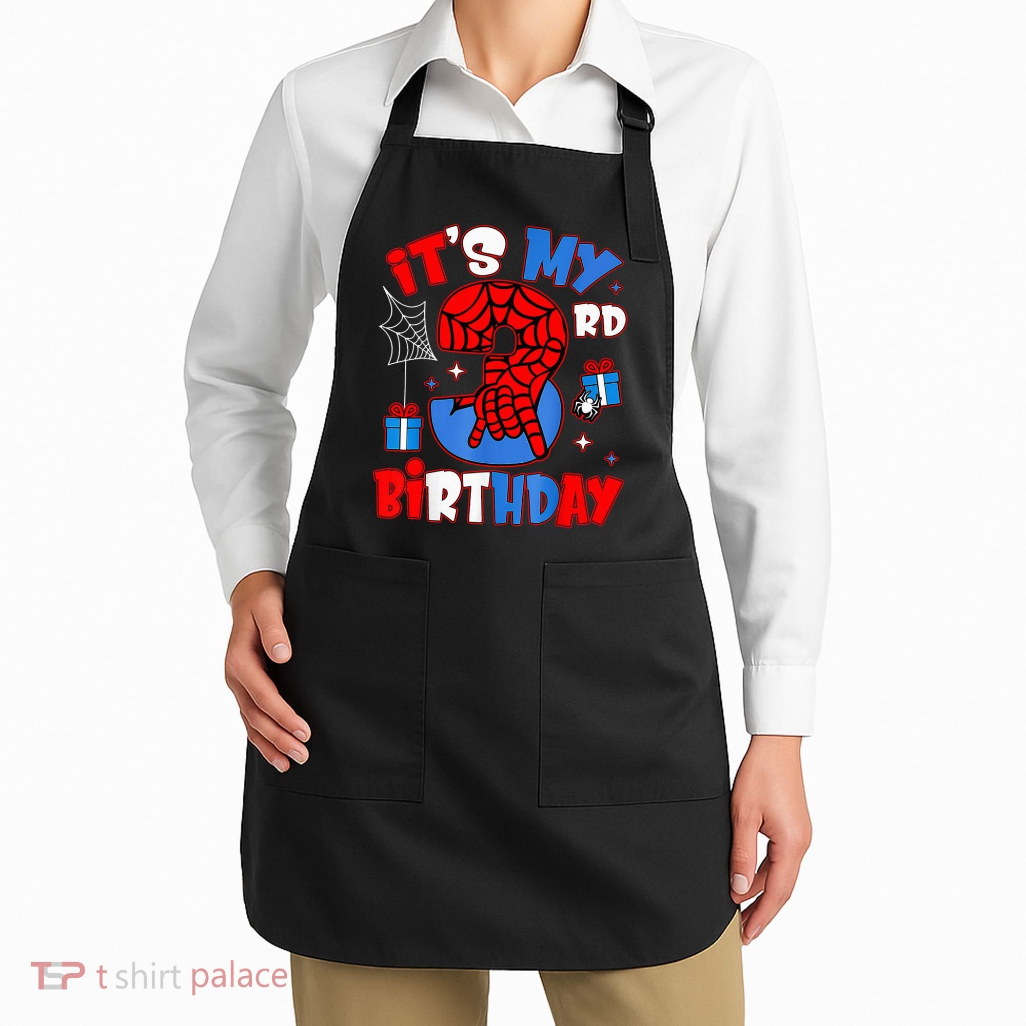 It'S My 3rd Birthday Spider Theme Party Boy Birthday Present Apron