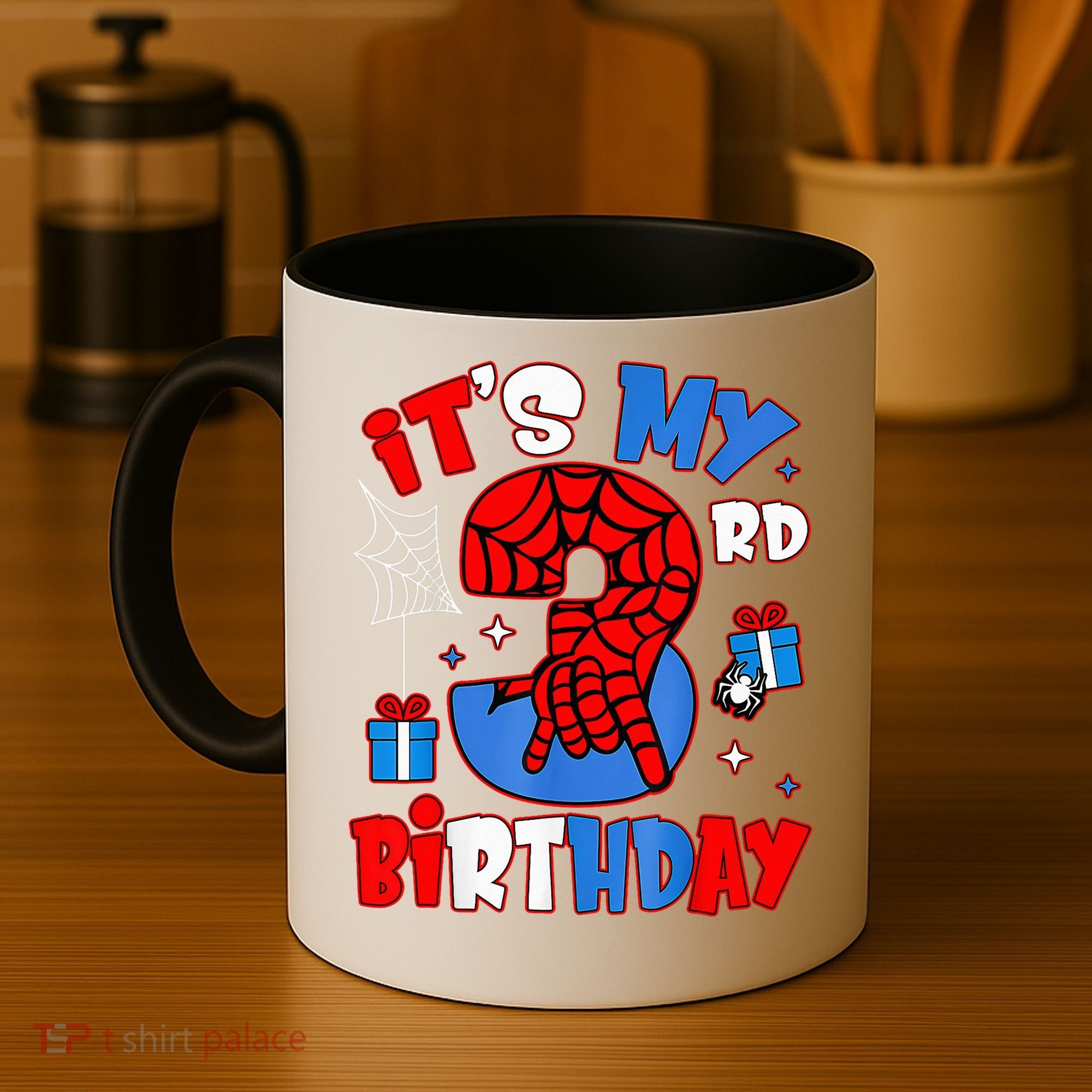 It'S My 3rd Birthday Spider Theme Party Boy Birthday Present Coffee Mug