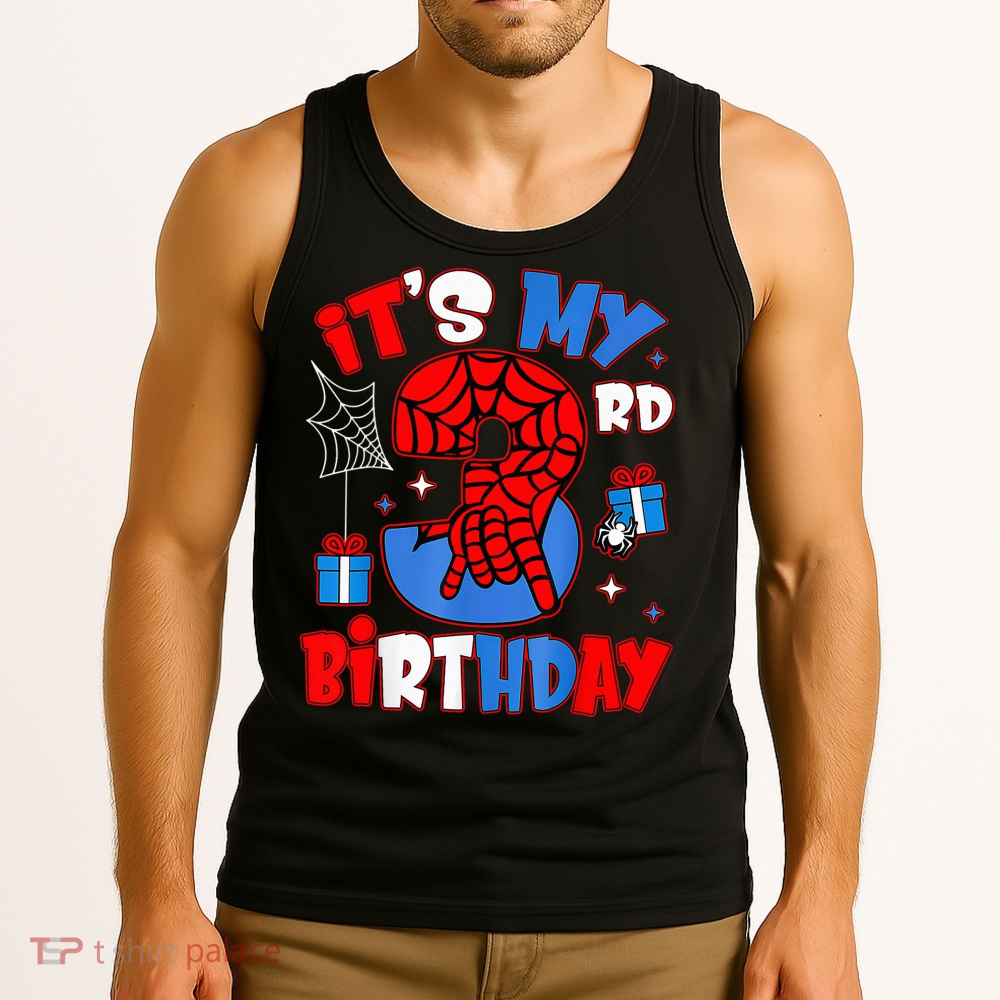 It'S My 3rd Birthday Spider Theme Party Boy Birthday Present Tank Top