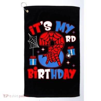 It'S My 3rd Birthday Spider Theme Party Boy Birthday Present Golf Towel