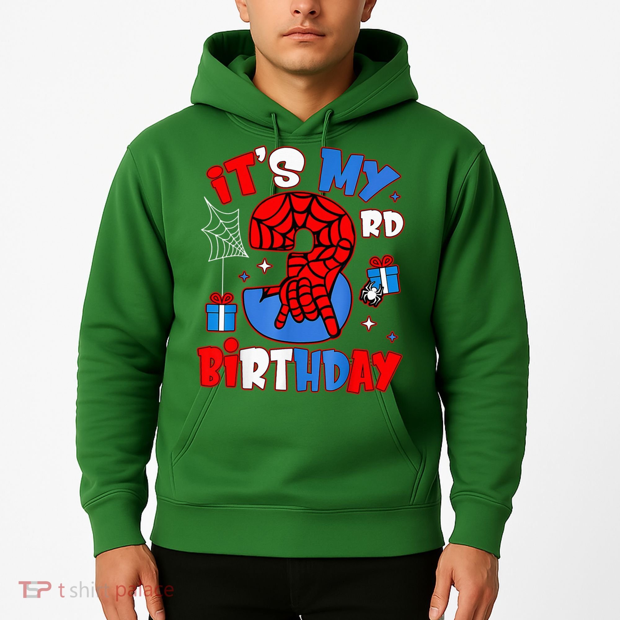 It'S My 3rd Birthday Spider Theme Party Boy Birthday Present Hoodie