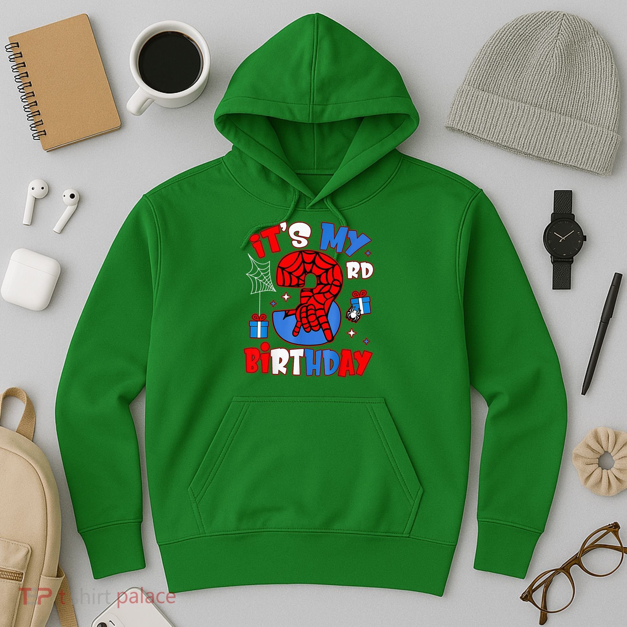 It'S My 3rd Birthday Spider Theme Party Boy Birthday Present Hoodie