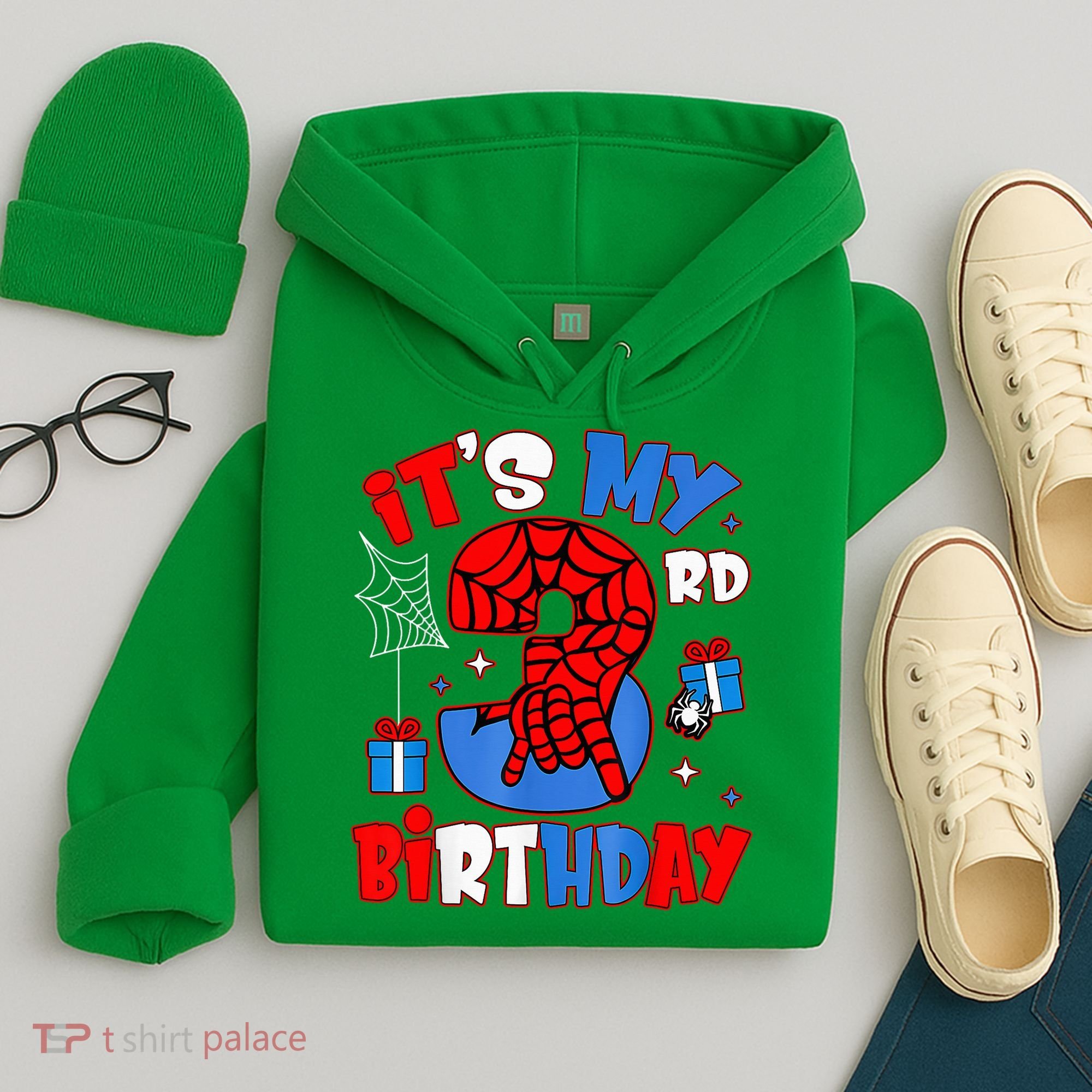 It'S My 3rd Birthday Spider Theme Party Boy Birthday Present Hoodie