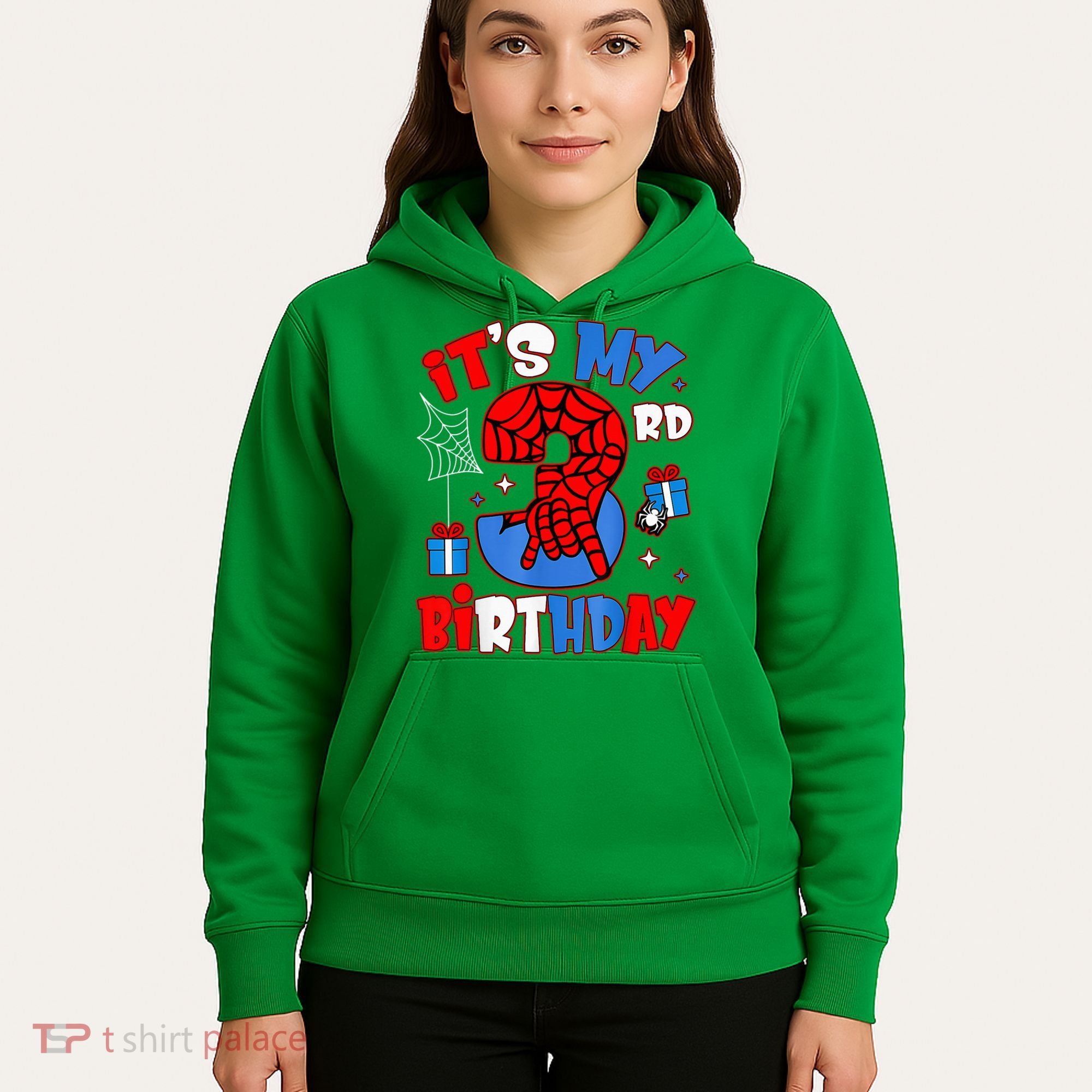 It'S My 3rd Birthday Spider Theme Party Boy Birthday Present Hoodie
