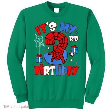 It'S My 3rd Birthday Spider Theme Party Boy Birthday Present Sweatshirt
