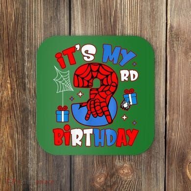 It'S My 3rd Birthday Spider Theme Party Boy Birthday Present Coaster