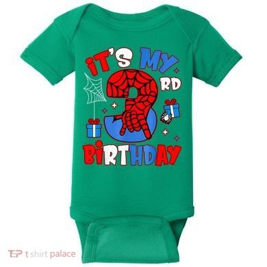 It'S My 3rd Birthday Spider Theme Party Boy Birthday Present Baby Bodysuit