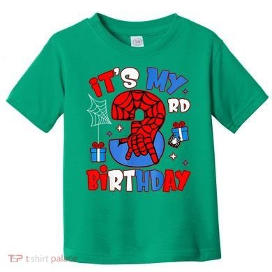 It'S My 3rd Birthday Spider Theme Party Boy Birthday Present Toddler T-Shirt