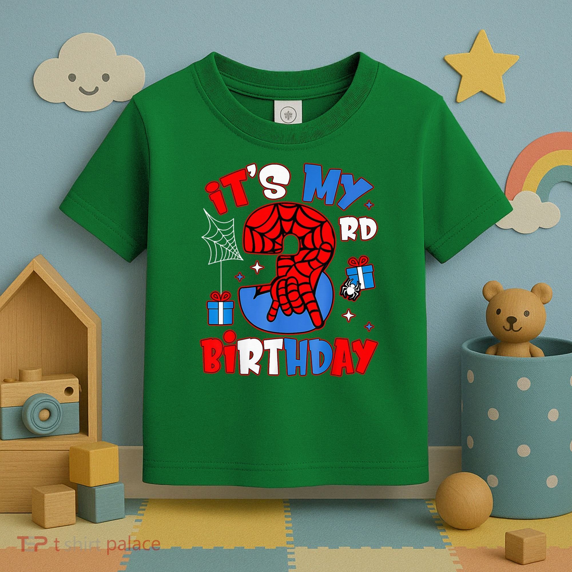 It'S My 3rd Birthday Spider Theme Party Boy Birthday Present Toddler T-Shirt