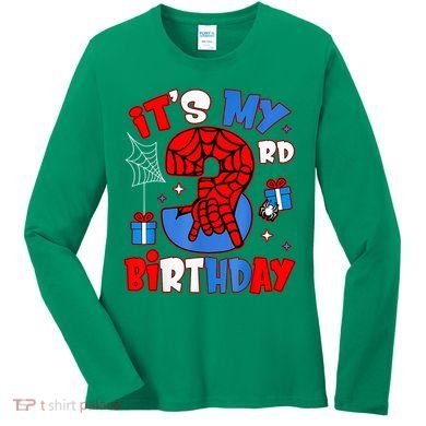 It'S My 3rd Birthday Spider Theme Party Boy Birthday Present Women's Long Sleeve Shirt