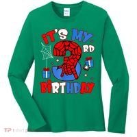 It'S My 3rd Birthday Spider Theme Party Boy Birthday Present Women's Long Sleeve Shirt thumb 0