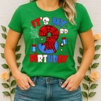 It'S My 3rd Birthday Spider Theme Party Boy Birthday Present Women's T-Shirt thumb 2