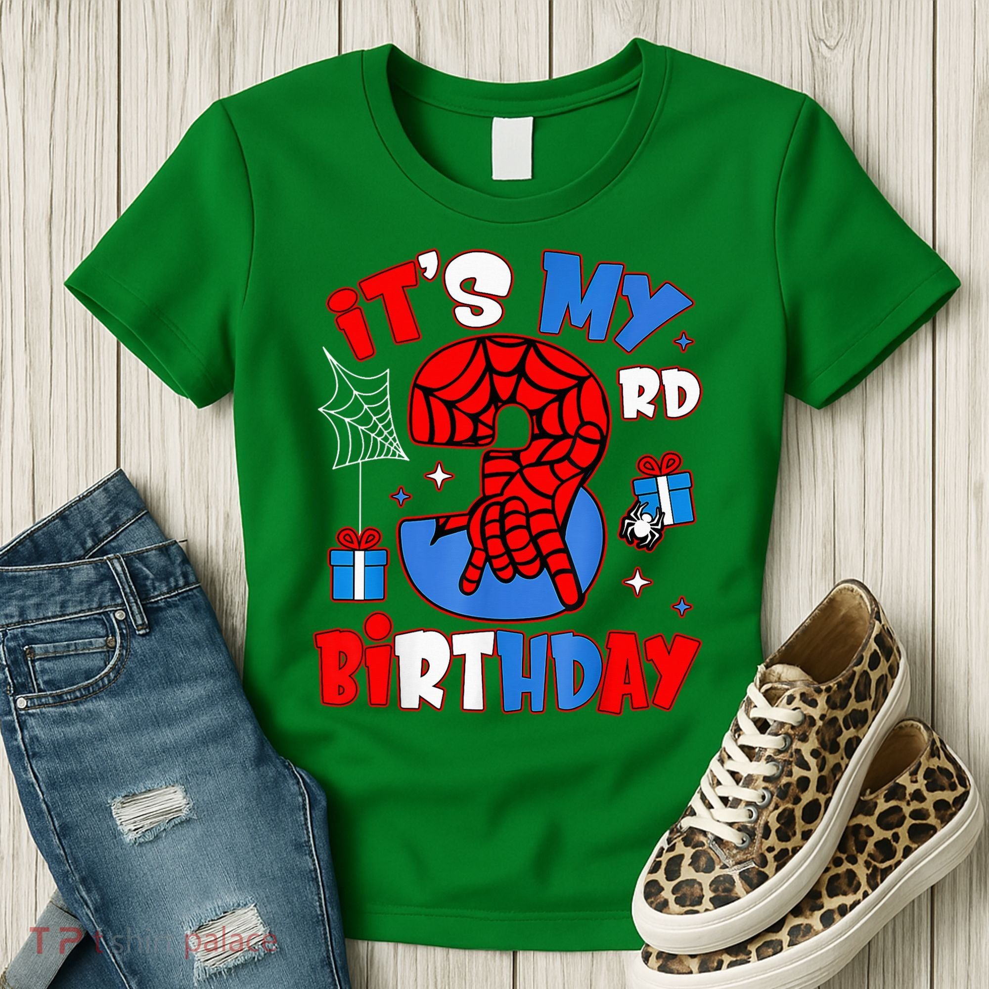 It'S My 3rd Birthday Spider Theme Party Boy Birthday Present Women's T-Shirt