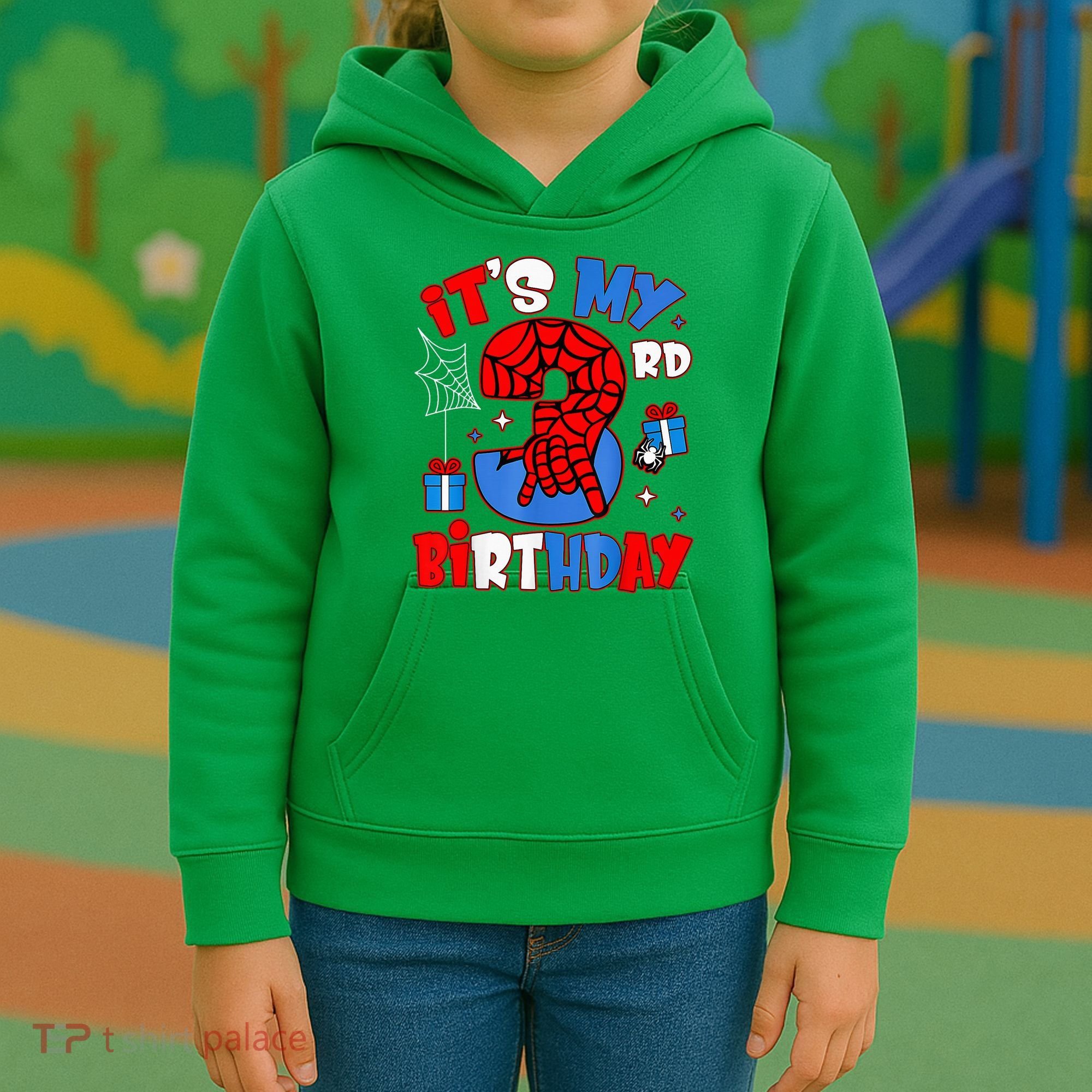 It'S My 3rd Birthday Spider Theme Party Boy Birthday Present Kids Hoodie