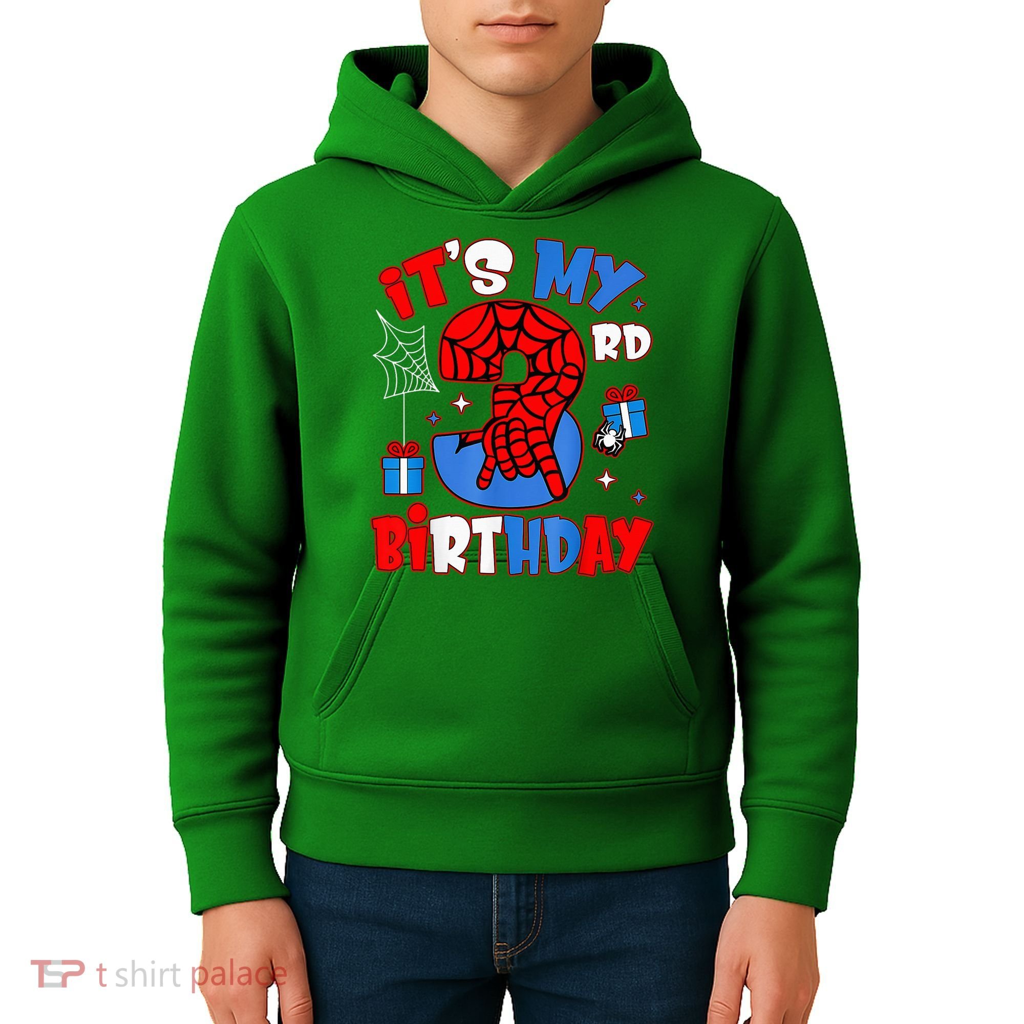 It'S My 3rd Birthday Spider Theme Party Boy Birthday Present Kids Hoodie