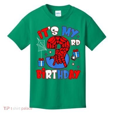 It'S My 3rd Birthday Spider Theme Party Boy Birthday Present Kids T-Shirt