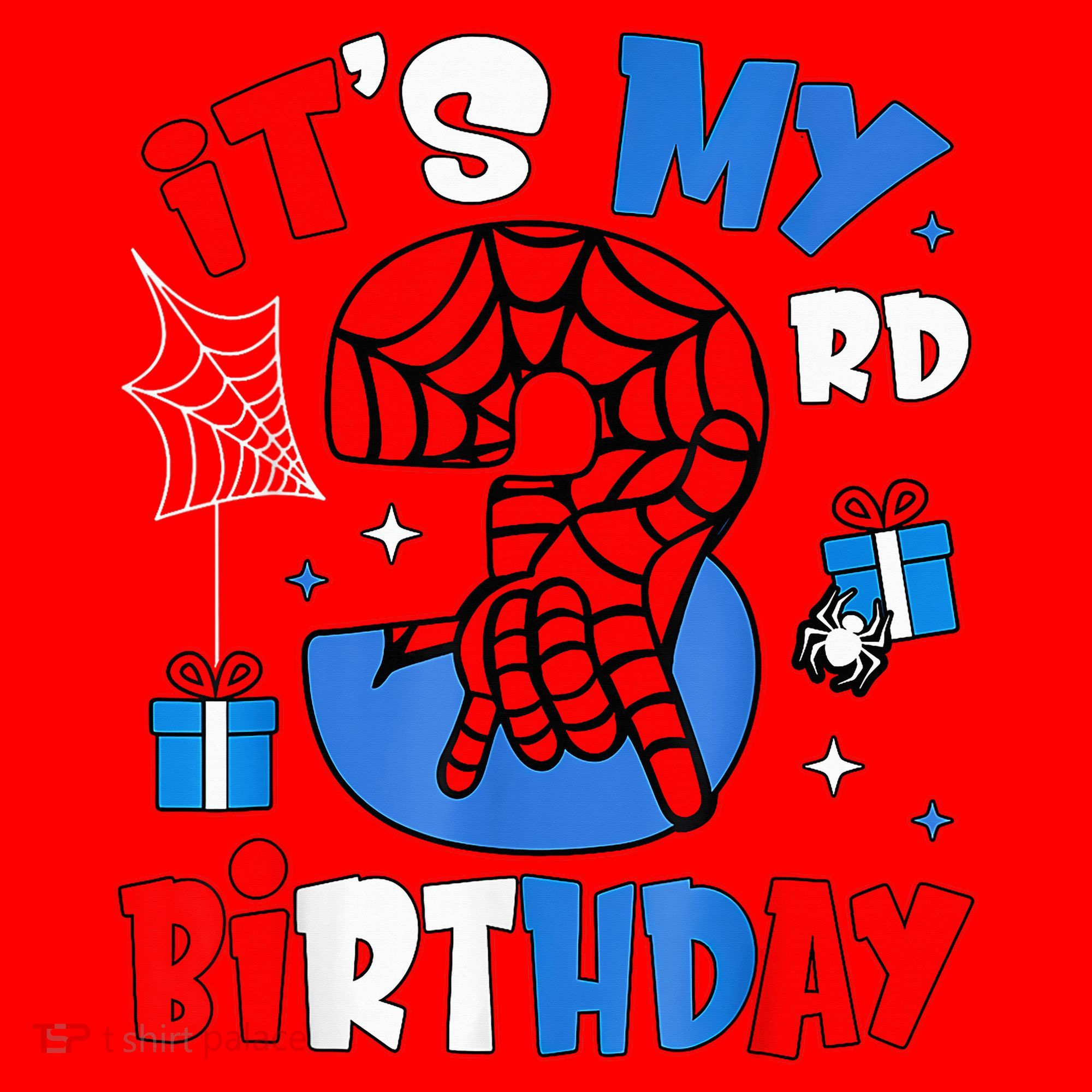 It'S My 3rd Birthday Spider Theme Party Boy Birthday Present Santa Hat