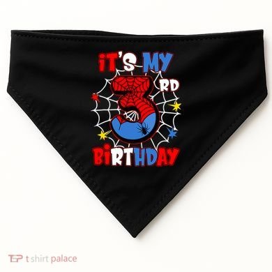 ItS My 3rd Birthday Spider Theme Party 3 Years Old USA-Made Doggie Bandana