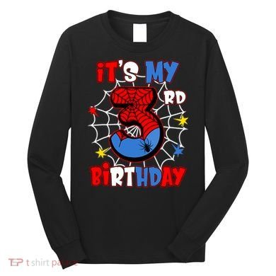 ItS My 3rd Birthday Spider Theme Party 3 Years Old Long Sleeve Shirt