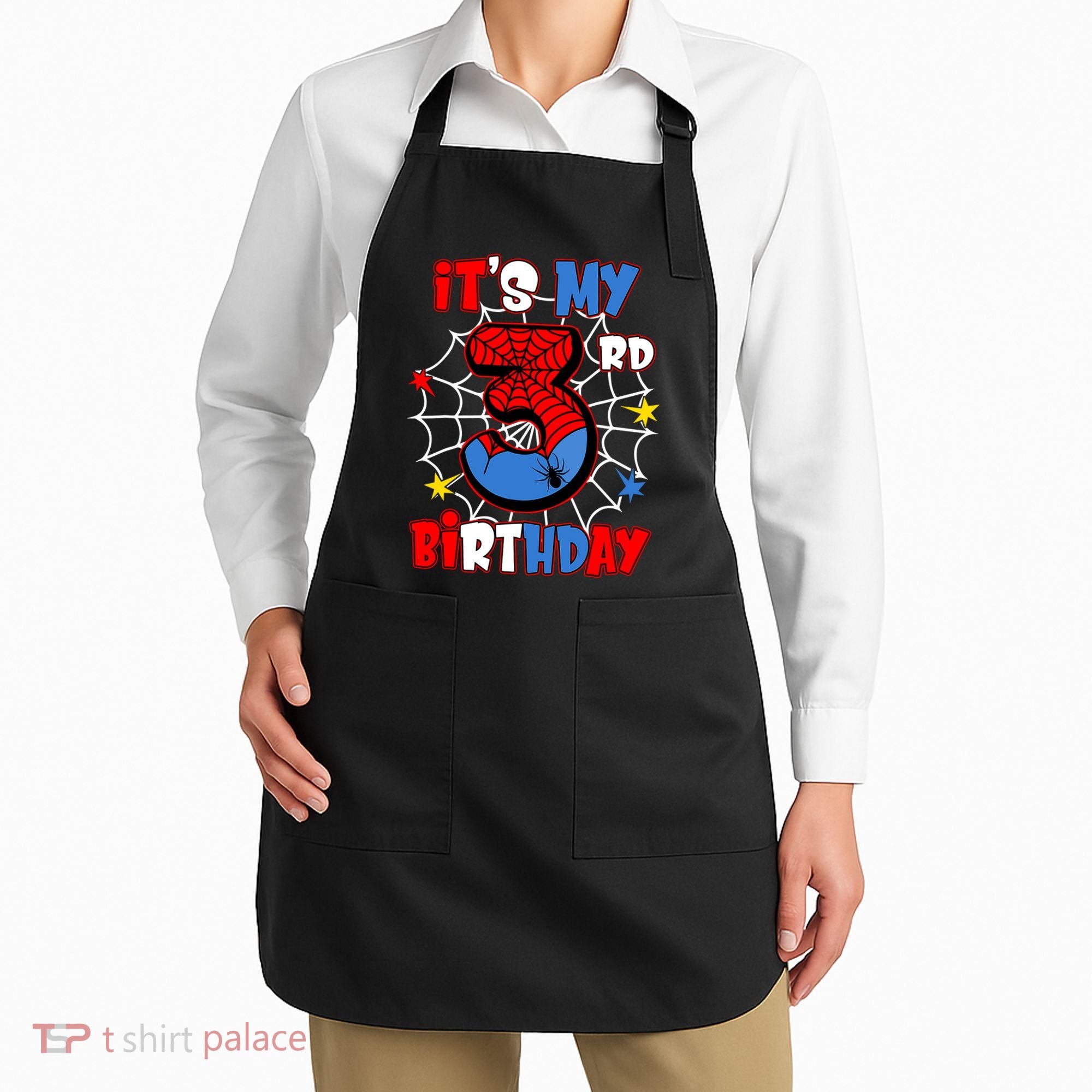 ItS My 3rd Birthday Spider Theme Party 3 Years Old Apron