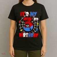 ItS My 3rd Birthday Spider Theme Party 3 Years Old T-Shirt thumb 4