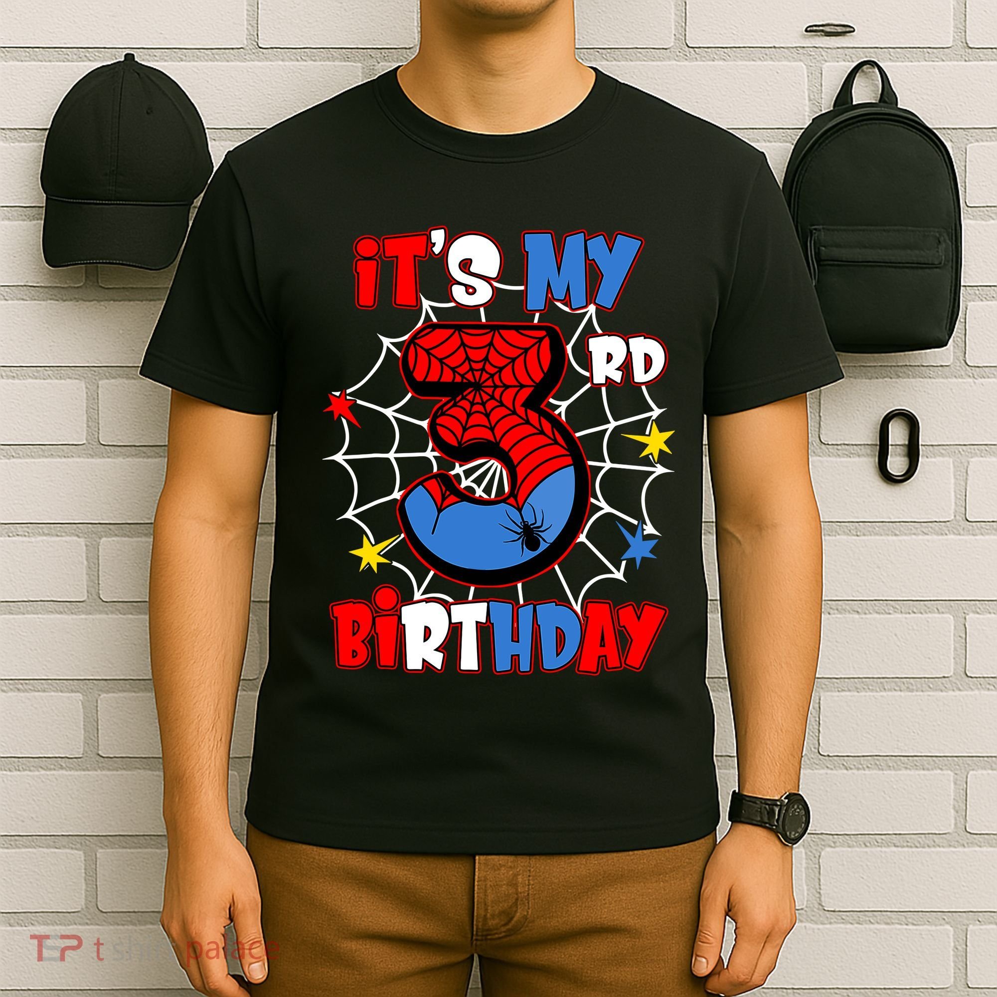 ItS My 3rd Birthday Spider Theme Party 3 Years Old T-Shirt