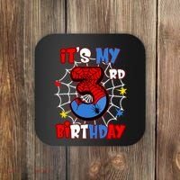 ItS My 3rd Birthday Spider Theme Party 3 Years Old Coaster thumb 0