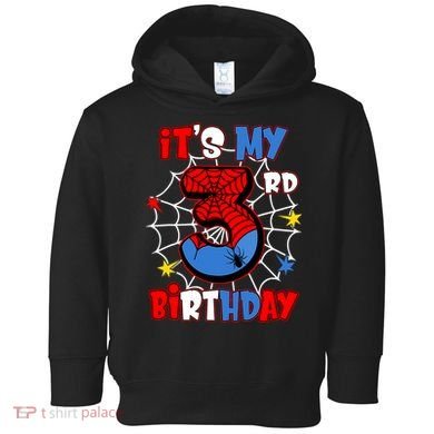 ItS My 3rd Birthday Spider Theme Party 3 Years Old Toddler Hoodie