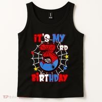 ItS My 3rd Birthday Spider Theme Party 3 Years Old Tank Top thumb 2