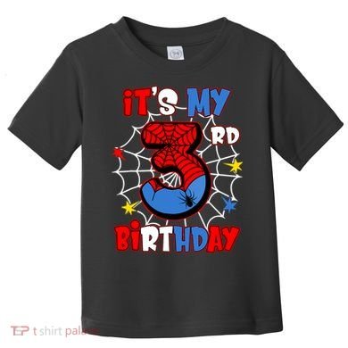 ItS My 3rd Birthday Spider Theme Party 3 Years Old Toddler T-Shirt
